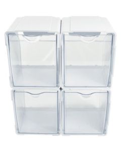 Deflecto 421103CR Tilt Bin Interlocking Storage Organizer, 4 pk