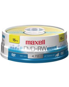 Maxell 635117 4.7GB 120-Minute DVD-RWs, 15-ct Spindle