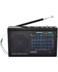 Supersonic SC-1080BT- BLK 9-Band Rechargeable Bluetooth Radio with USB/SD Card Input (Black)