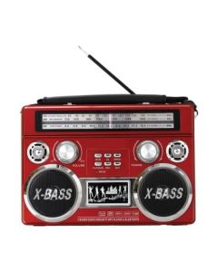 Supersonic SC-1097BT-Red 3 Band Radio with Bluetooth and Flashlight (Red)