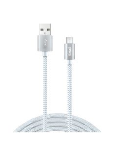 XYST XYS-M10604B Charge and Sync USB to Micro USB Braided Cable, 10 Ft. (White)